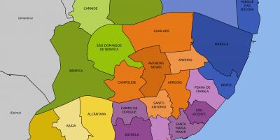 Lissabon-Bezirke-map - Karte von Lissabon zeigt Bezirken (Portugal)