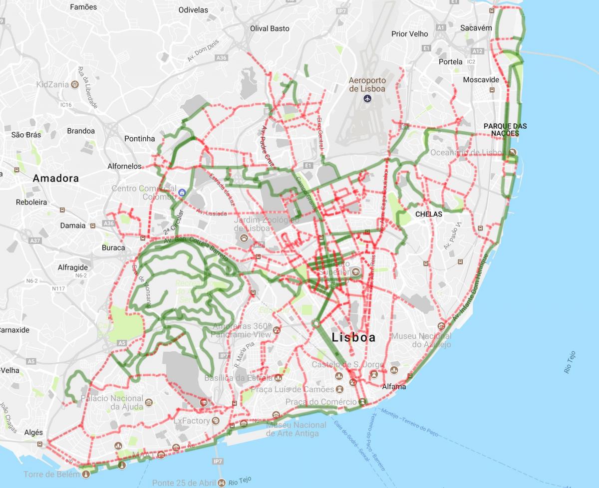 Karte von Lissabon-bike
