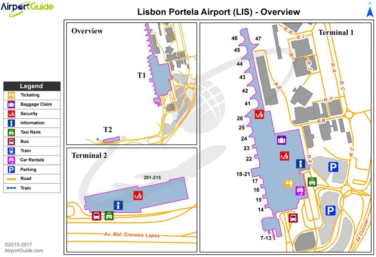 Karte von Lissabon airport Parken