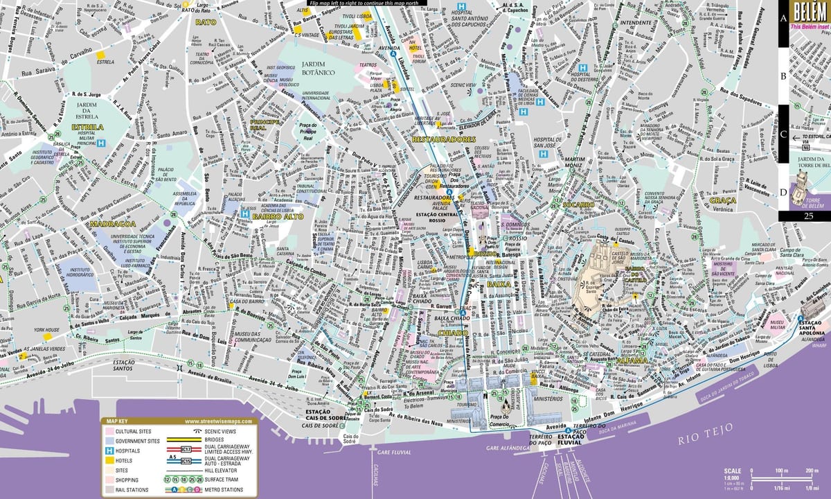 Straßenkarte von Lissabon Stadt