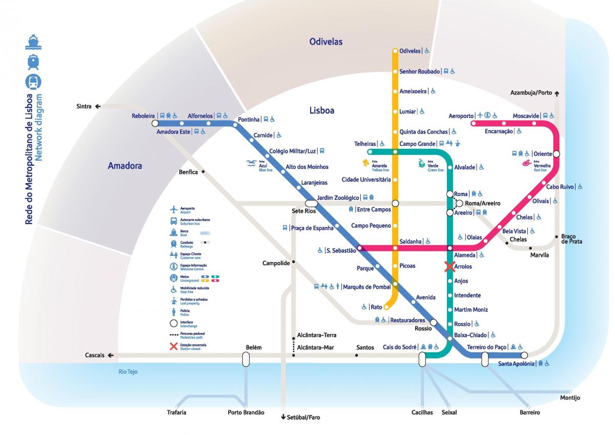 Karte von Lissabon transit