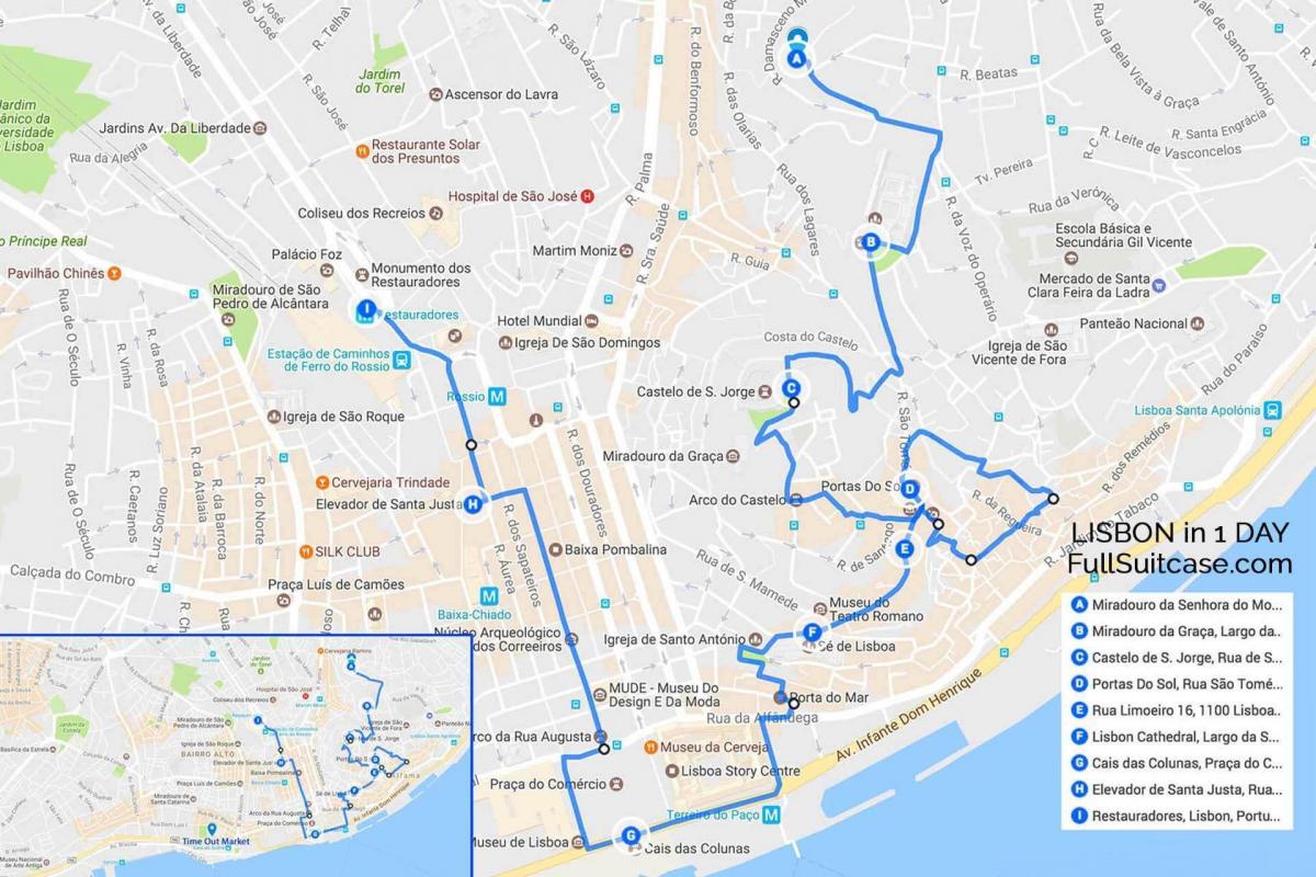 Spaziergang durch Lissabon Karte
