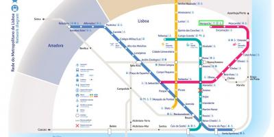 Lissabon Flughafen zu der Stadt U-Bahn-Karte