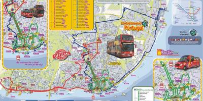 Lissabon hop-on-hop-off-bus route map